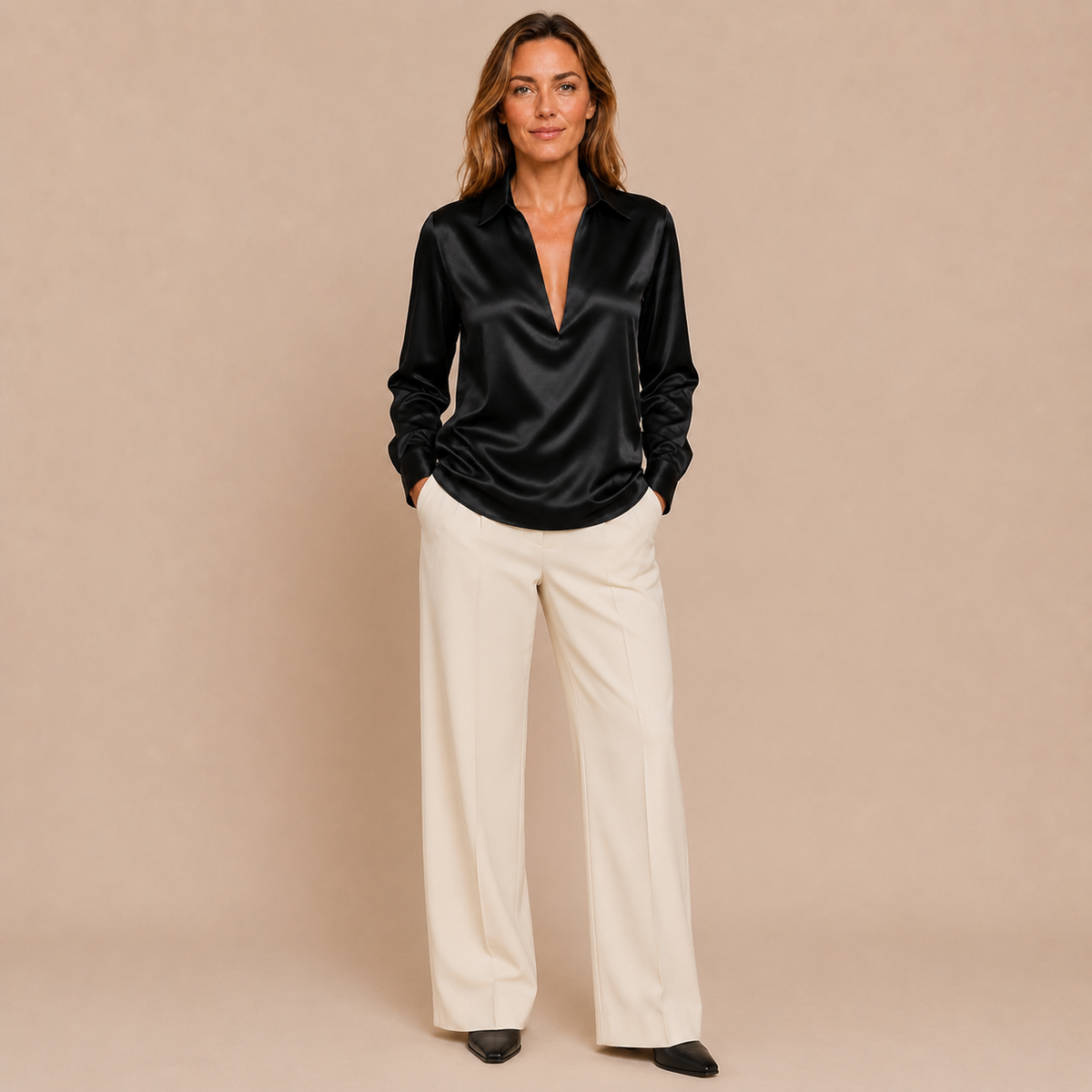 Loovay Elvissa Dames Blouse met V Hals