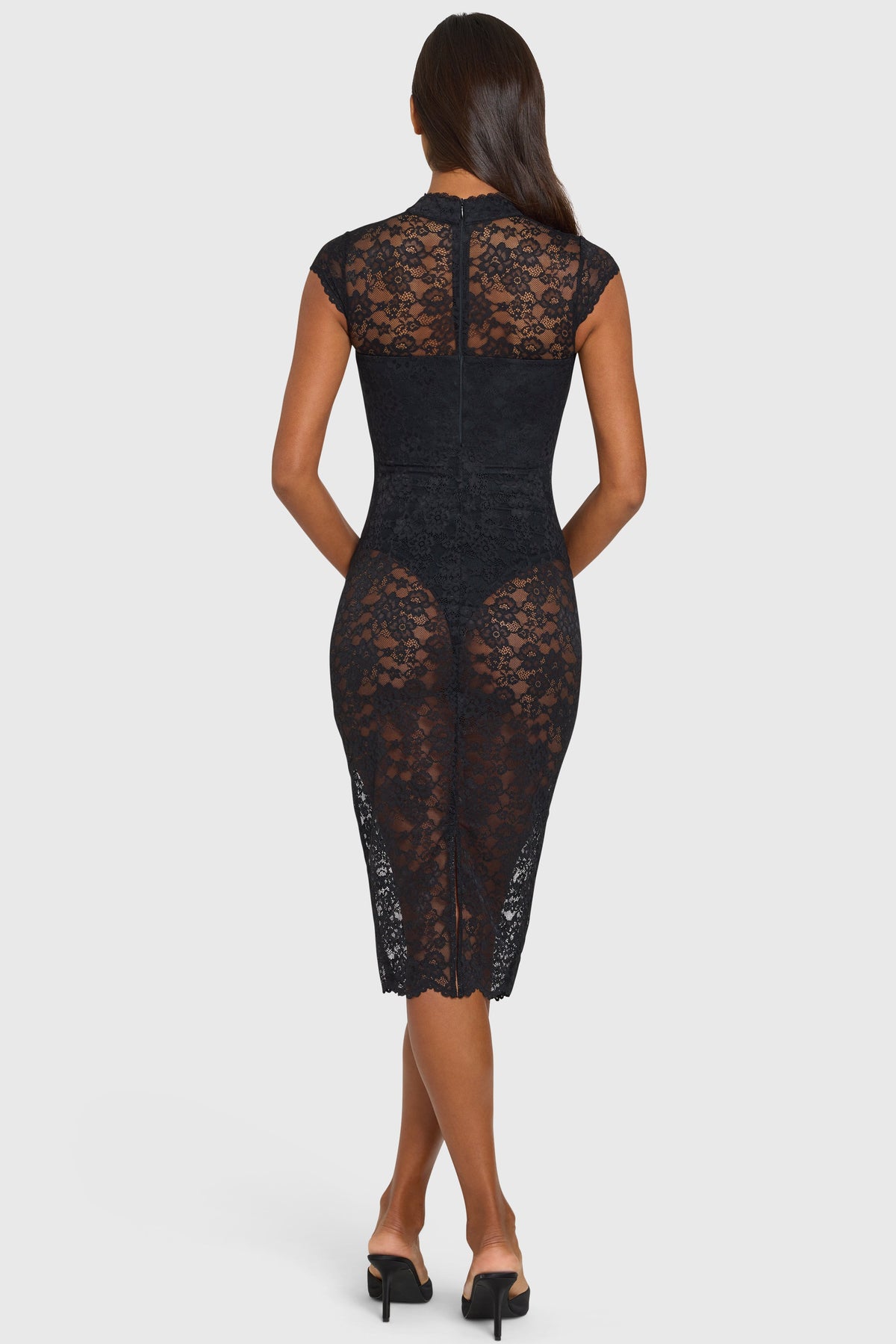Loovay Selora Kanten Midi Jurk met Keyhole