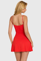 Loovay Calista, Geplooide Mini Jurk met V Hals
