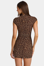 Loovay Marvella Luipaardprint Mini Jurk met Keyhole