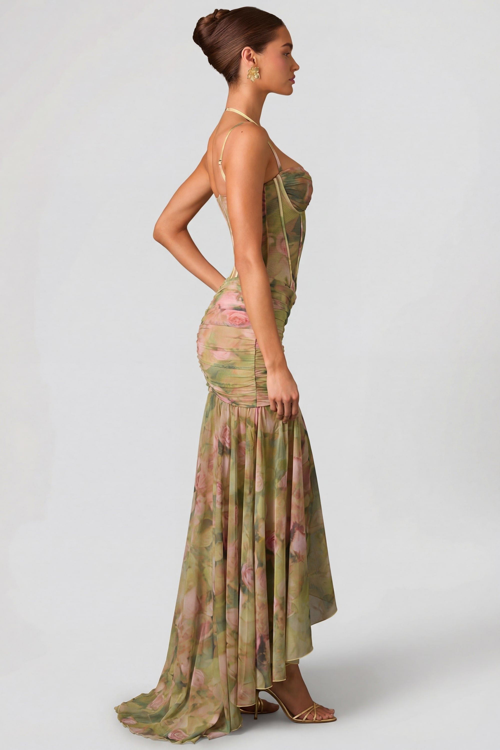 Loovay Harunelle Jurk, Bloemenprint Maxi met Split