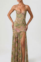 Loovay Harunelle Jurk, Bloemenprint Maxi met Split