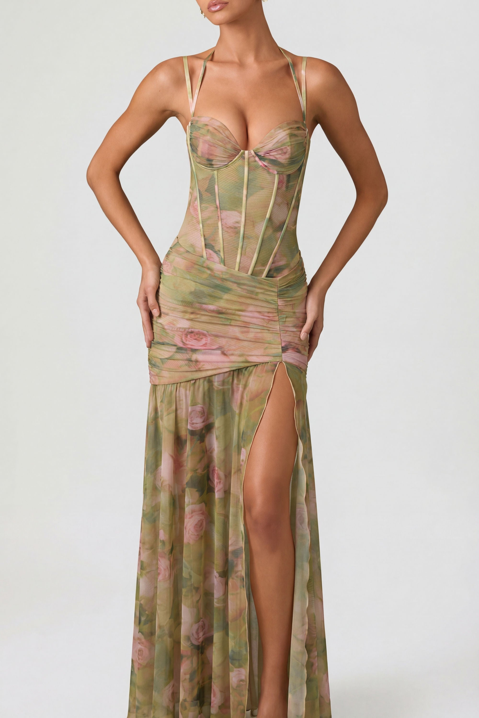 Loovay Harunelle Jurk, Bloemenprint Maxi met Split