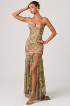 Loovay Harunelle Jurk, Bloemenprint Maxi met Split