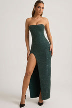 Loovay Noctéa, Strapless Glitter Maxi Jurk