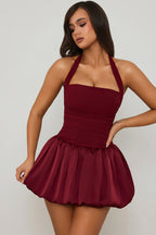 Loovay Ludmila Halter Mini Jurk met Ballonzoom