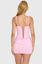 Loovay Isella Pailletten Mini Jurk met Gedrapeerde Taille