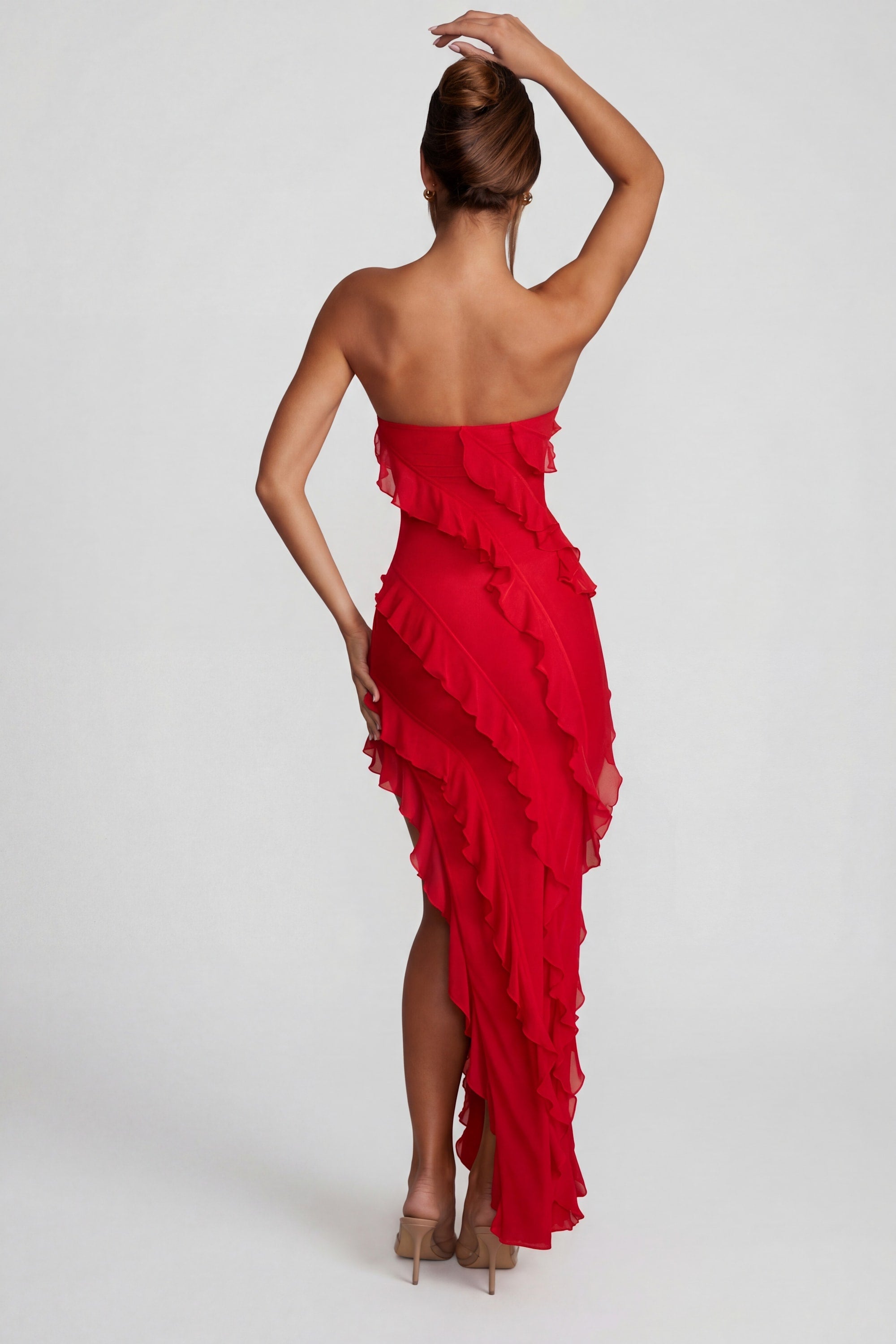 Loovay Nevalise Jurk, Bandeau Maxi met Ruches