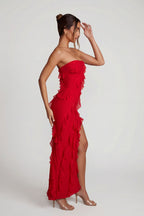 Loovay Nevalise Jurk, Bandeau Maxi met Ruches