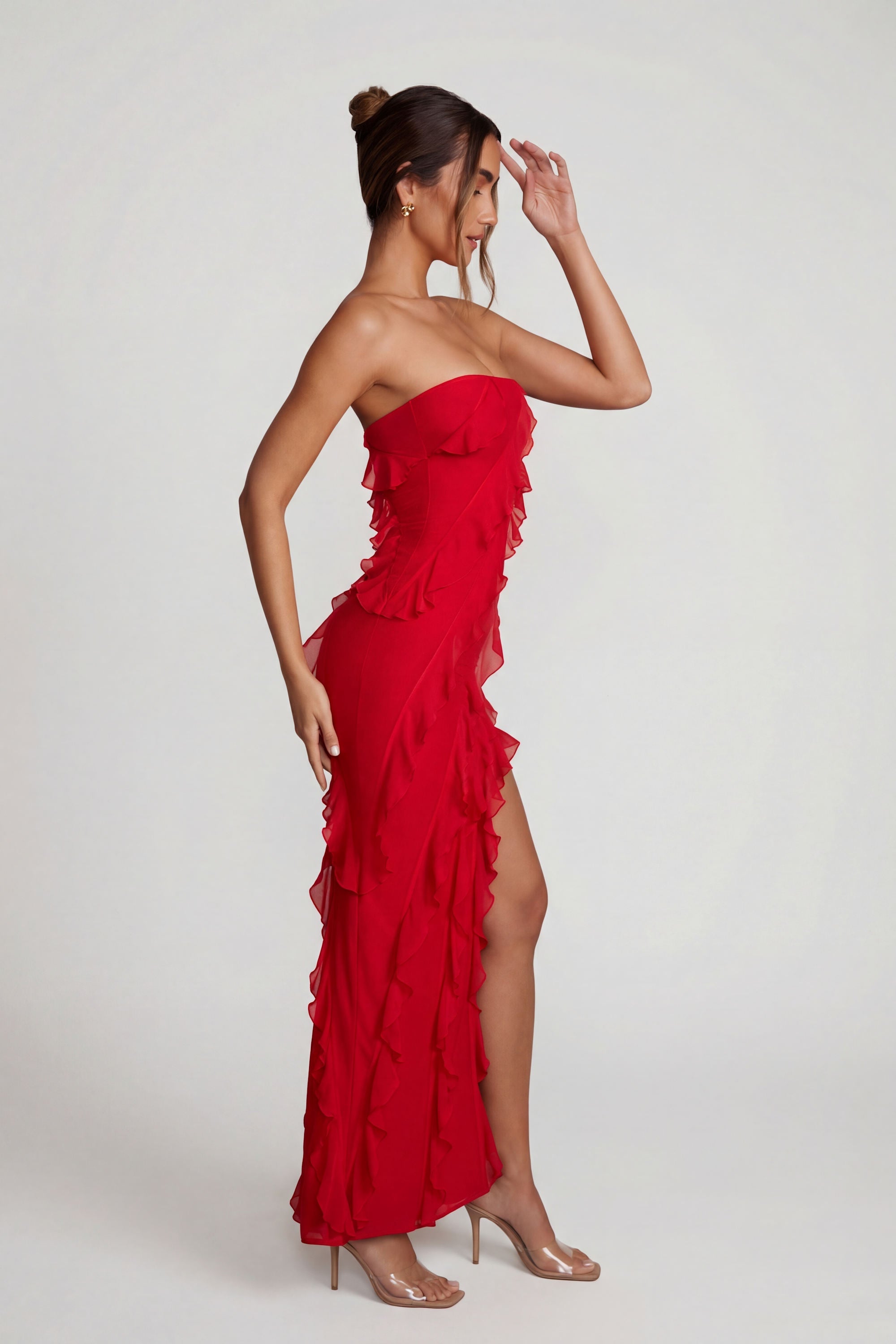 Loovay Nevalise Jurk, Bandeau Maxi met Ruches