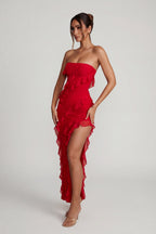 Loovay Nevalise Jurk, Bandeau Maxi met Ruches