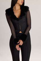 Loovay Célovée Mesh Top met Imitatiebont