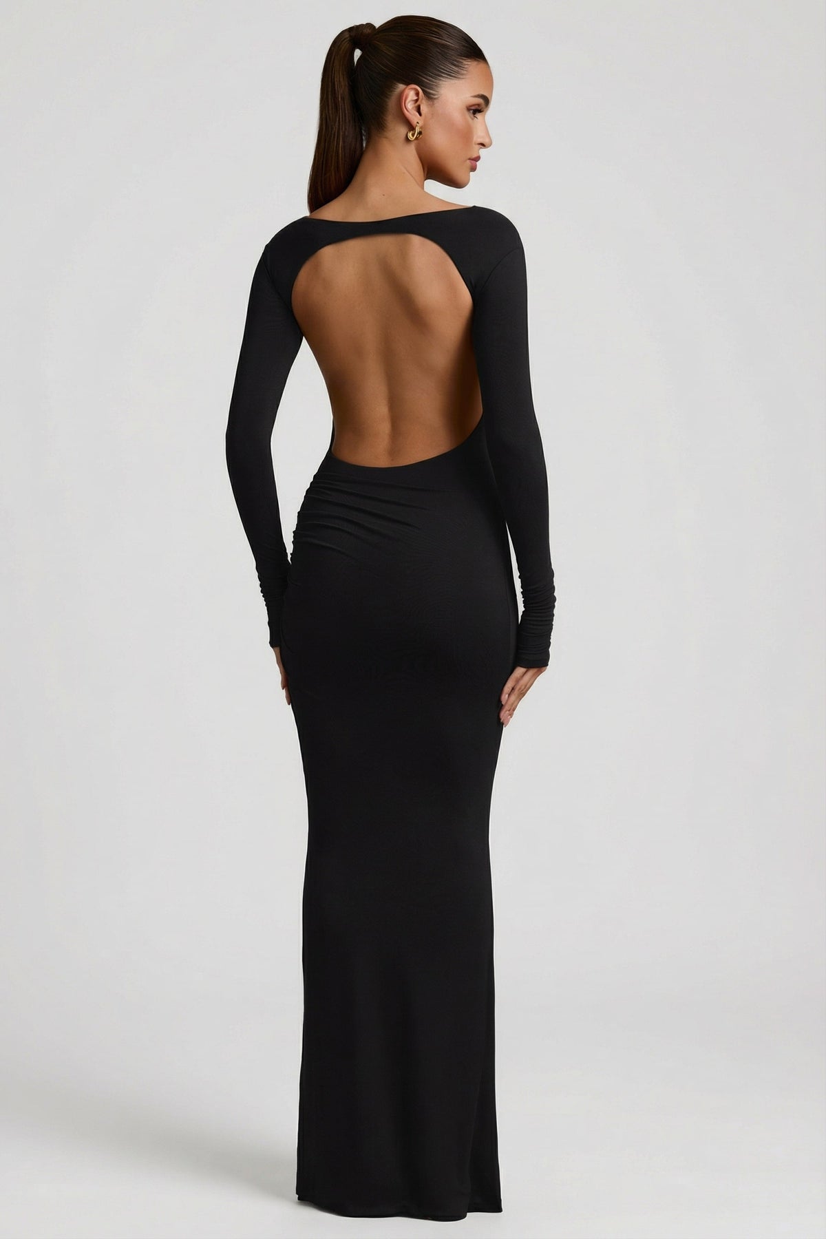 Loovay Adorélie Rugloze Maxi Jurk met Boothals