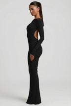 Loovay Adorélie Rugloze Maxi Jurk met Boothals