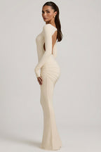 Loovay Adorélie Rugloze Maxi Jurk met Boothals