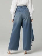 Loovay Velmora Denim Wikkelbroek met Wijde Pijpen