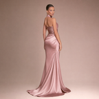 Loovay Lysandra Satijnen Halter Maxi Jurk