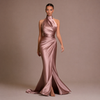Loovay Lysandra Satijnen Halter Maxi Jurk