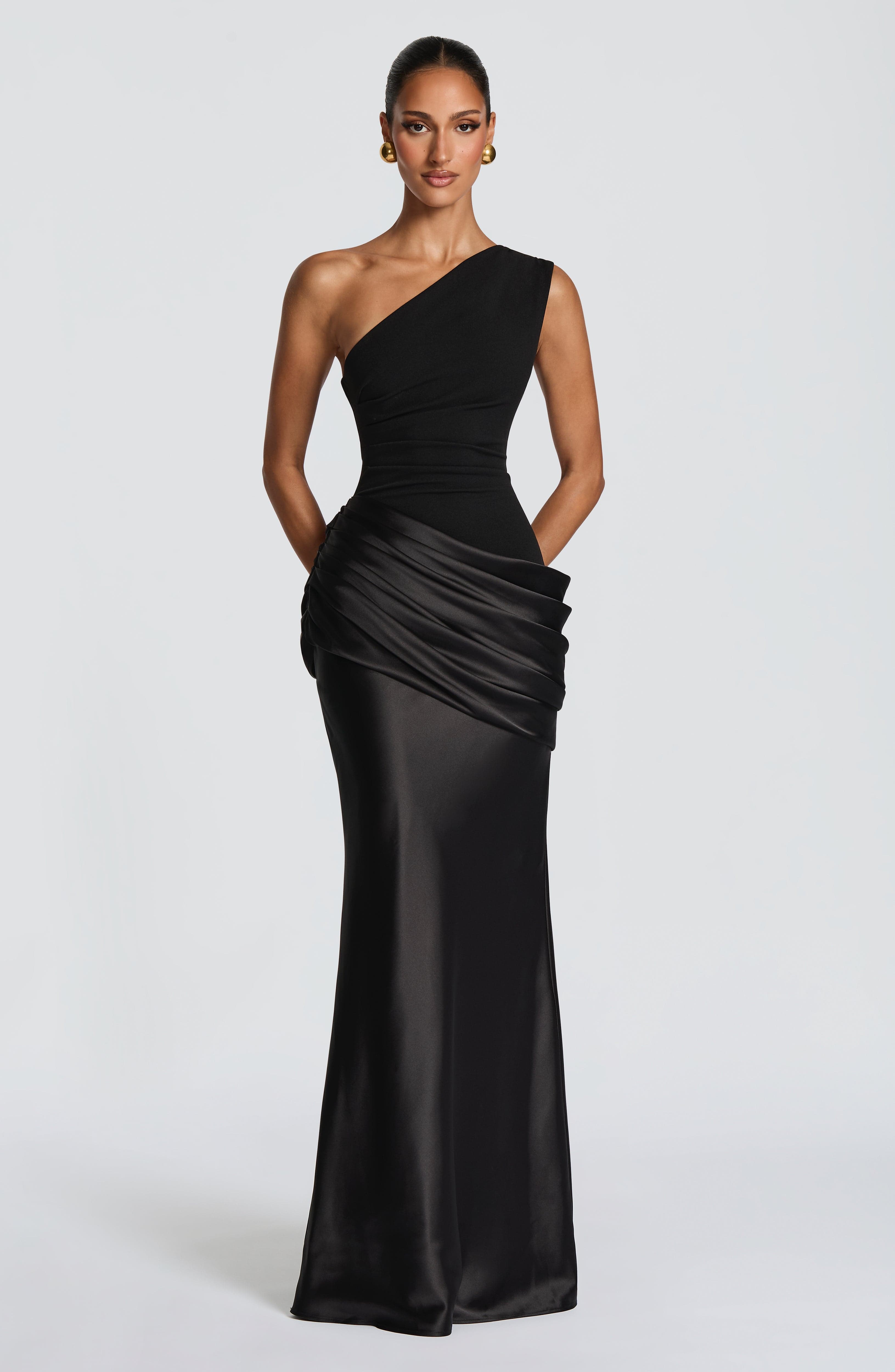 Loovay Abrielle Jurk, One Shoulder Maxi Design