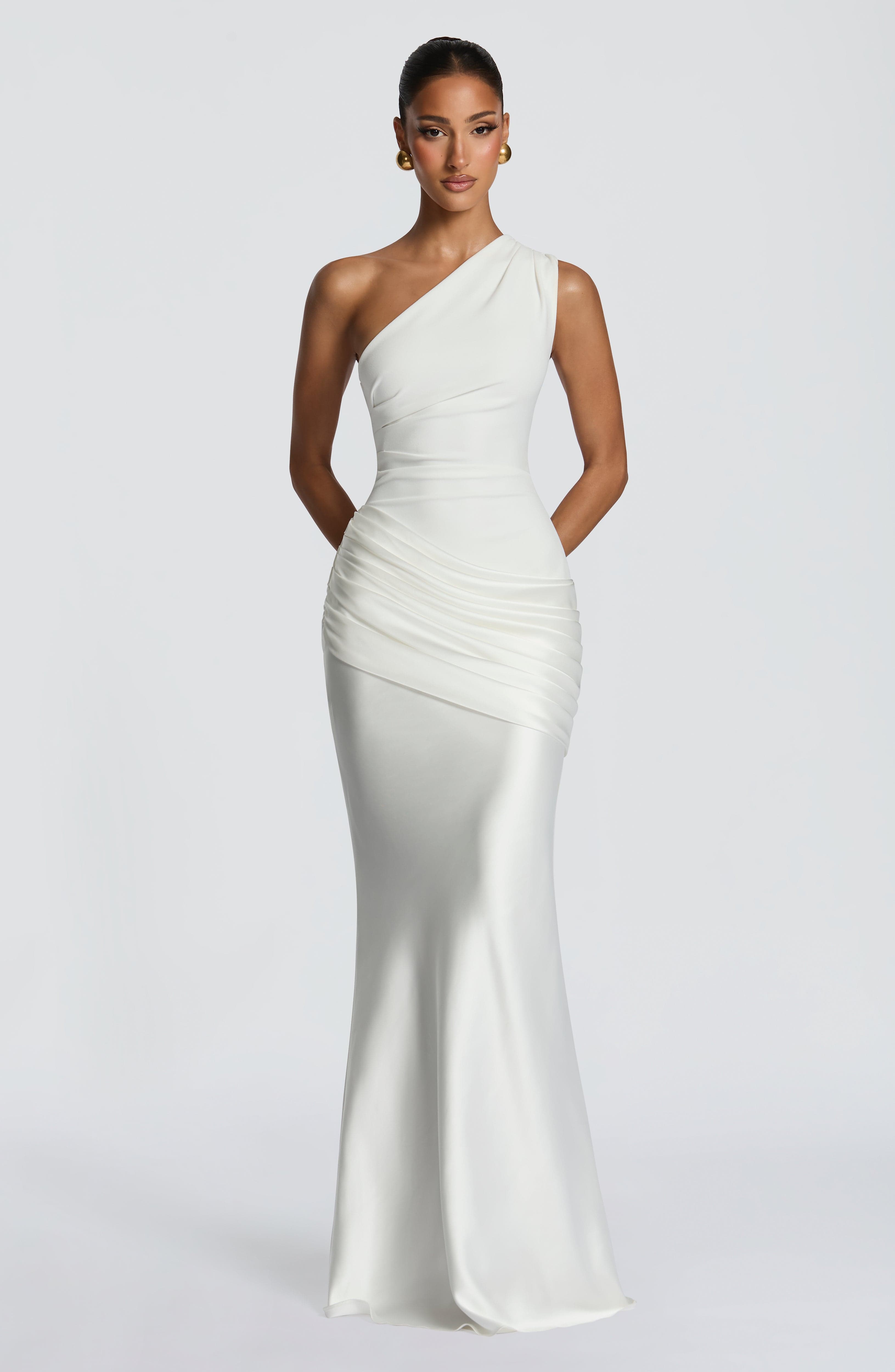 Loovay Abrielle Jurk, One Shoulder Maxi Design