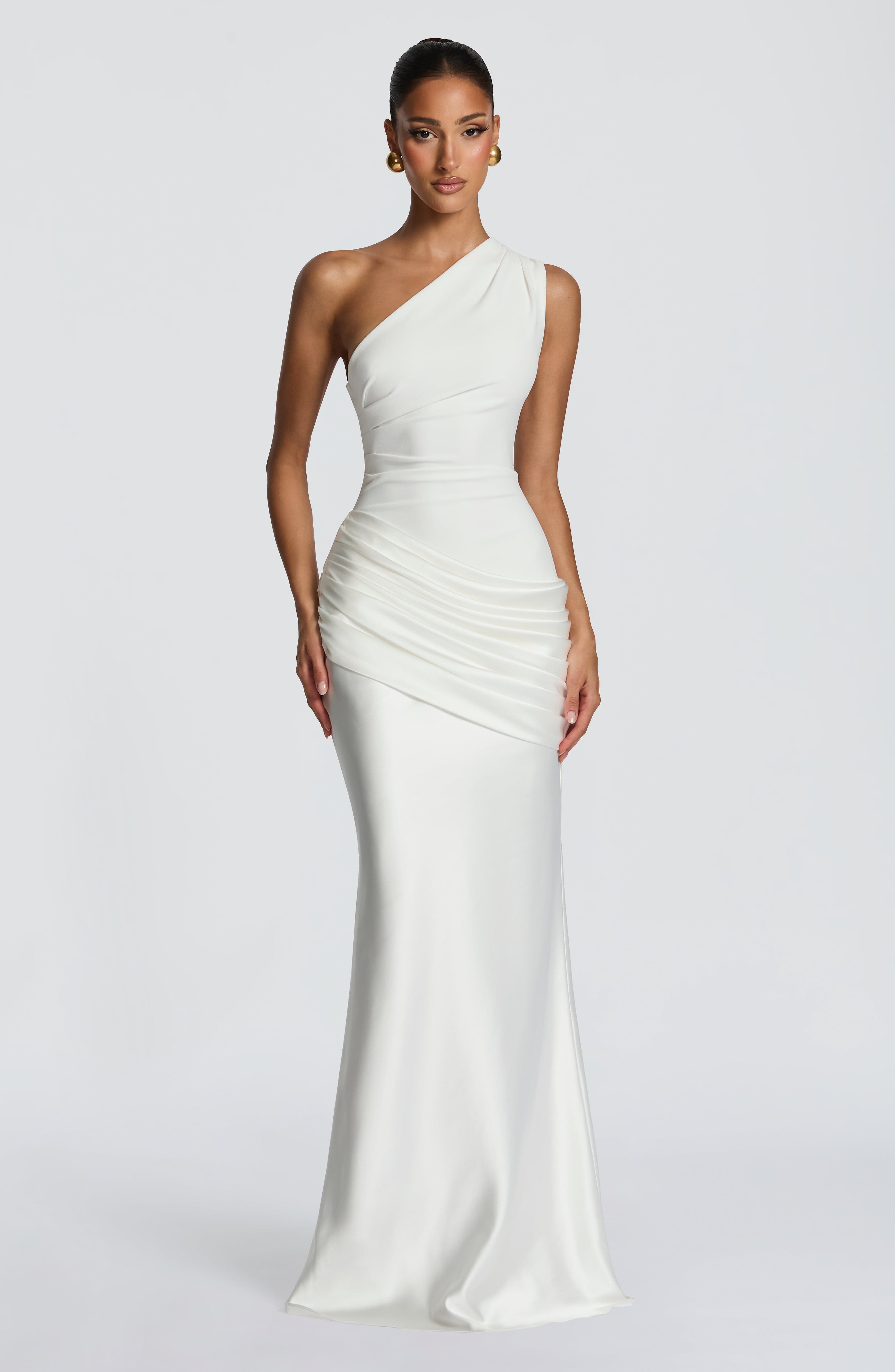 Loovay Abrielle Jurk, One Shoulder Maxi Design