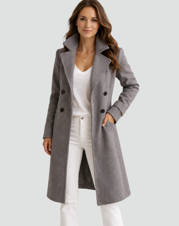 Loovay Aveline Dames Trenchcoat Midi met Dubbele Knoopsluiting