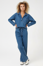Loovay Ormelle Denim Set met Wijde Broek