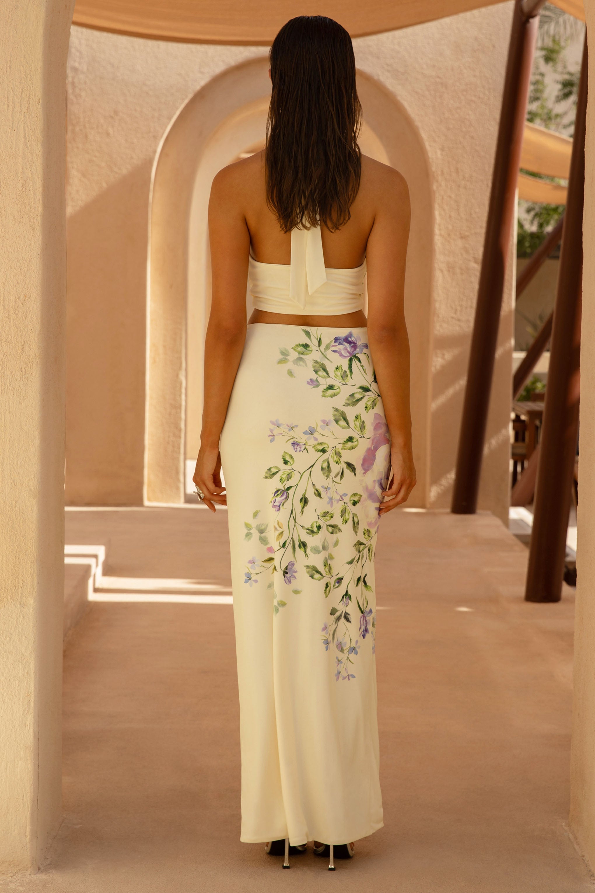 Loovay Solmére Set, Bloemen Haltertop met Maxi Rok