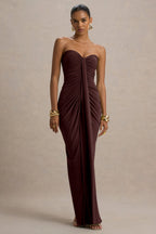 Loovay Solenne Jurk, Strapless Maxi met Gedrapeerde Details
