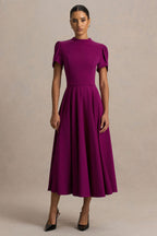Loovay Élanora Midi Jurk, Elegante Scuba Crêpe met Hoge Hals