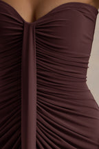 Loovay Solenne Jurk, Strapless Maxi met Gedrapeerde Details