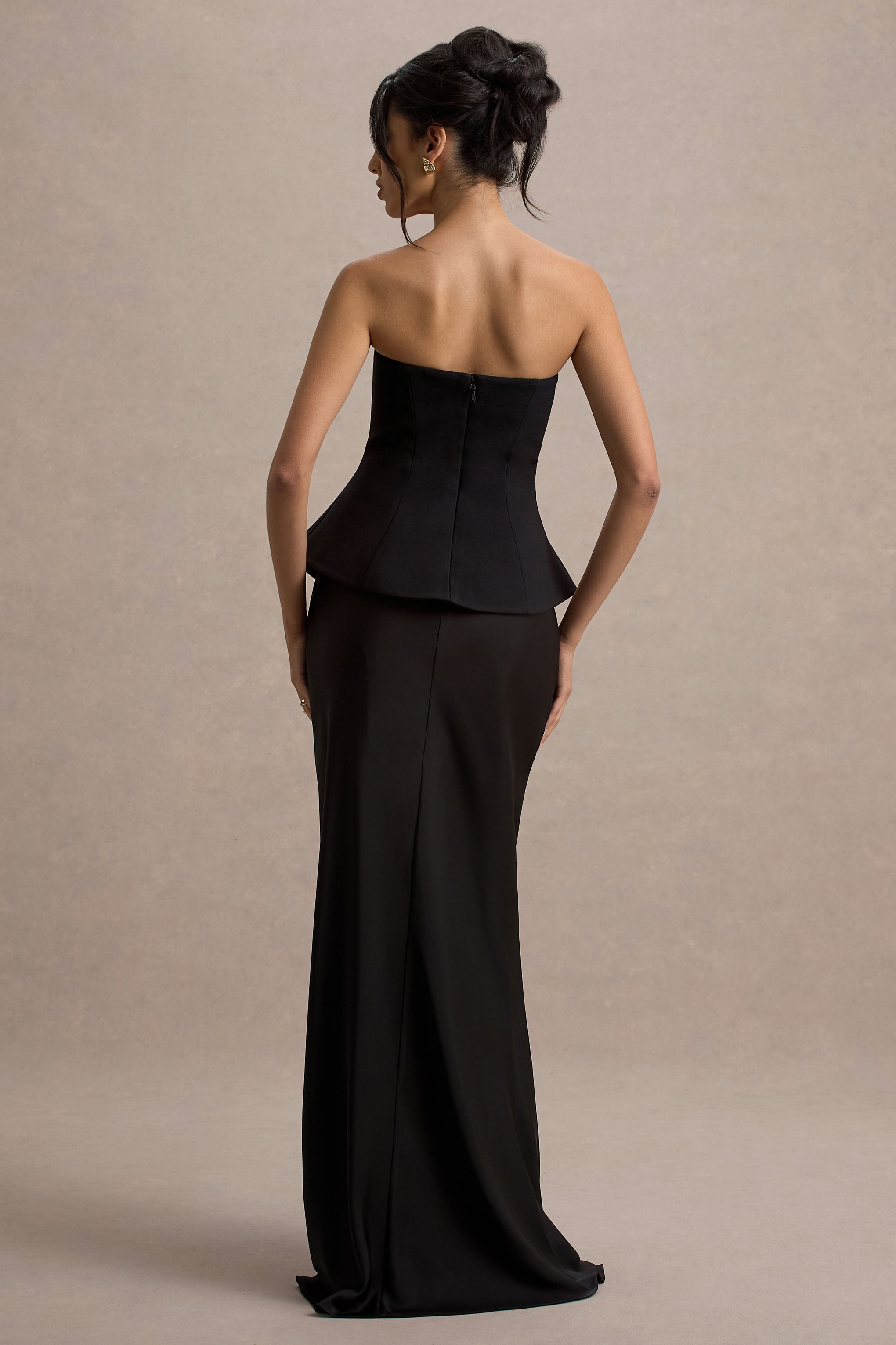 Loovay Noiré Jurk, Strapless Maxi met Peplum