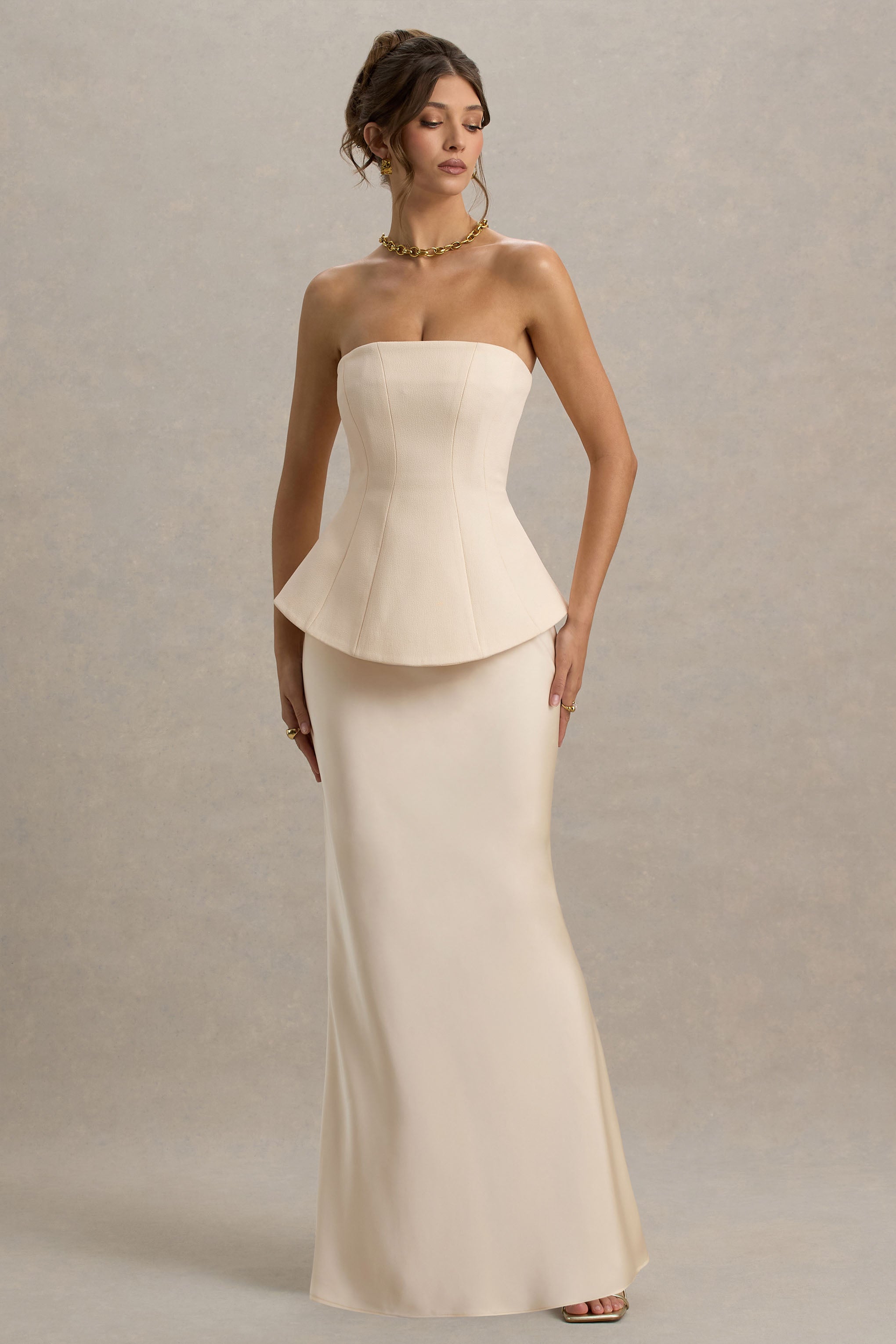 Loovay Noiré Jurk, Strapless Maxi met Peplum