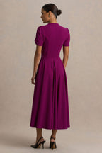 Loovay Élanora Midi Jurk, Elegante Scuba Crêpe met Hoge Hals