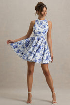 Loovay Azurelle Jurk, Bloemenprint Skater Mini