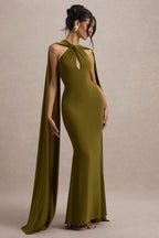 Loovay Éloane Jurk, Halter Cape Maxi