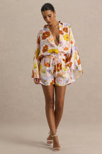 Loovay Bloesempracht Set, Bloemen Blouse en Short Set