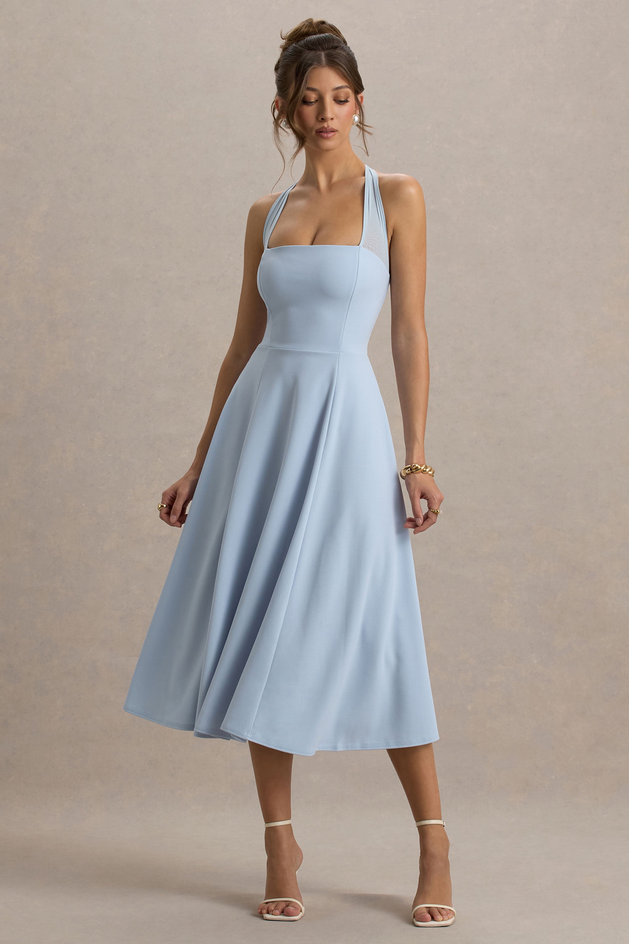 Loovay Linde Jurk, Midi Jurk met Halternek