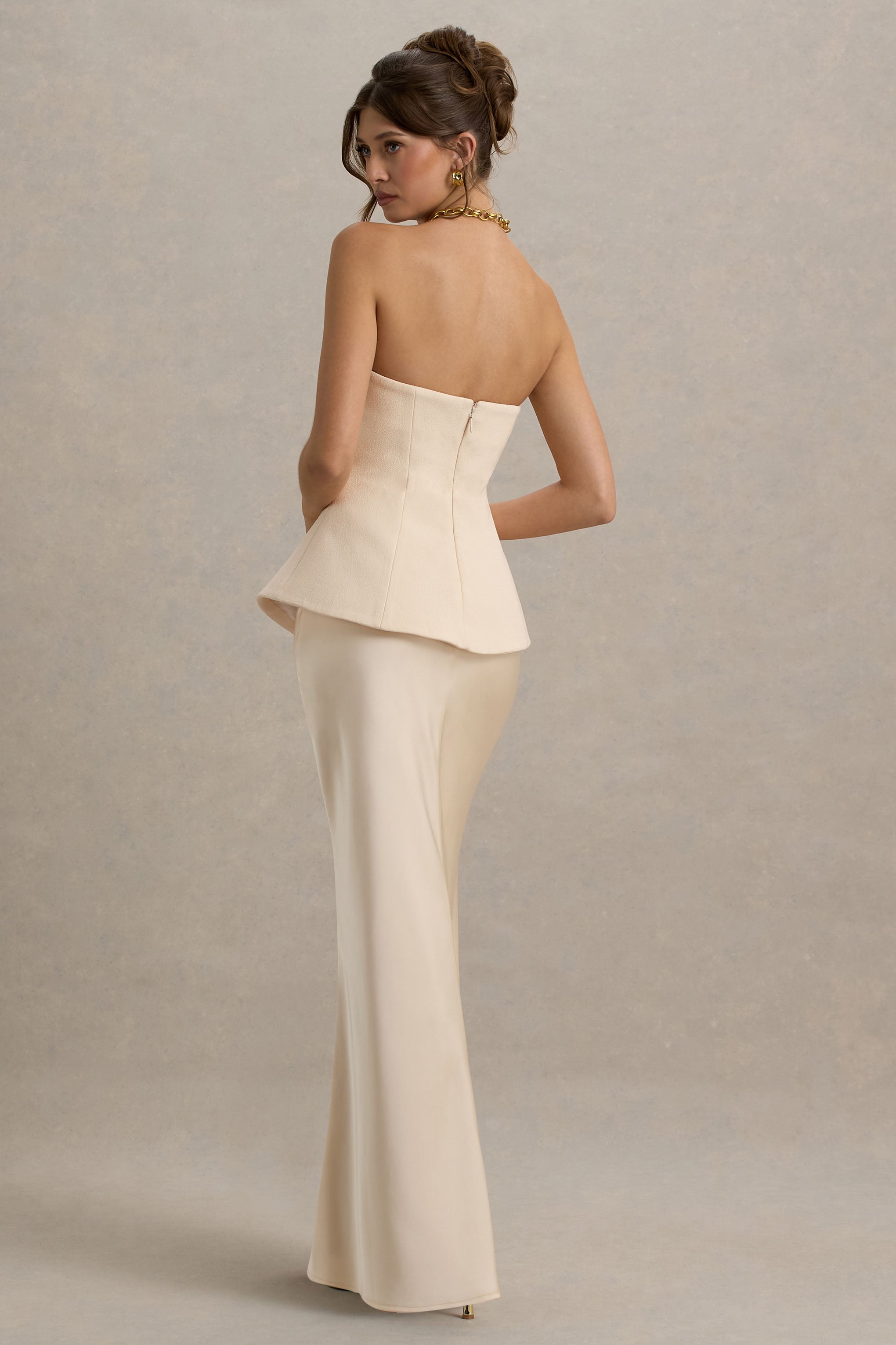 Loovay Noiré Jurk, Strapless Maxi met Peplum