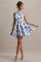 Loovay Azurelle Jurk, Bloemenprint Skater Mini