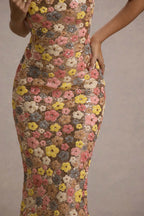 Loovay Fleurisse Jurk, Bloemenprint Midi Design