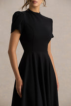 Loovay Élanora Midi Jurk, Elegante Scuba Crêpe met Hoge Hals