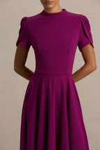 Loovay Élanora Midi Jurk, Elegante Scuba Crêpe met Hoge Hals