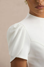 Loovay Élanora Midi Jurk, Elegante Scuba Crêpe met Hoge Hals