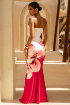 Loovay Azelia Jurk, Strapless Maxi met Bloemenprint