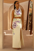 Loovay Solmére Set, Bloemen Haltertop met Maxi Rok