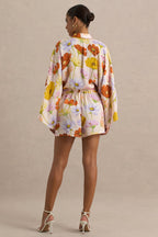 Loovay Bloesempracht Set, Bloemen Blouse en Short Set