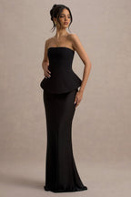 Loovay Noiré Jurk, Strapless Maxi met Peplum