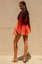 Loovay Solenza Playsuit, Oranje Ombre met Strikdetail