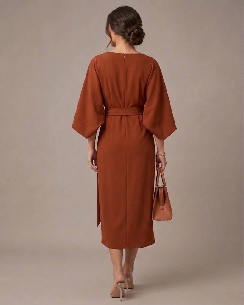 Loovay Evelisse Midi Jurk met Tailleband
